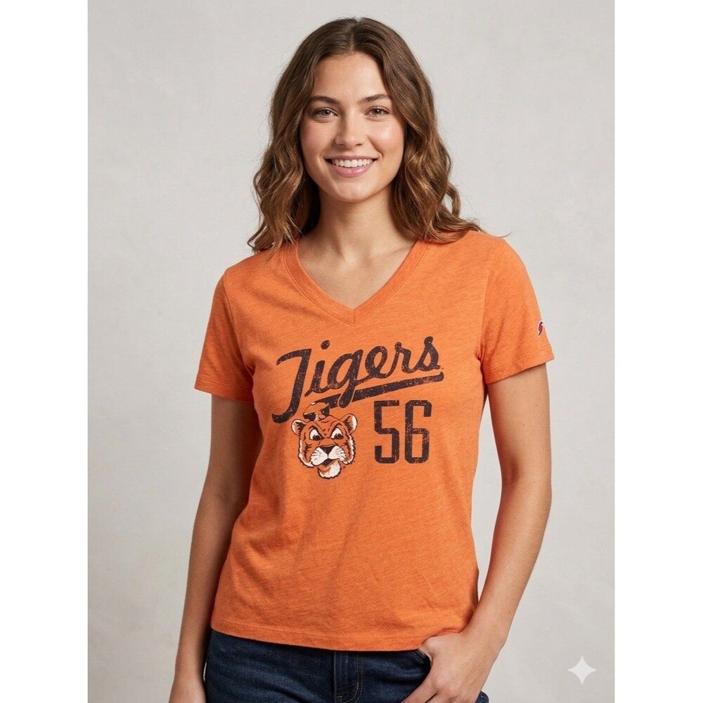 Auburn Tigers V-Neck Graphic T-Shirt Heather Orange Womens  M NWT RARE 1 Of 1